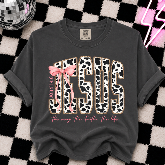 JESUS COW PRINT- JOHN 14:16 DTF TRANSFERS 11"- ADULT