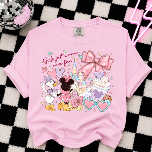 Girls Just Wanna Have Fun Comfort Color Tee- Oversized Graphic Shirt