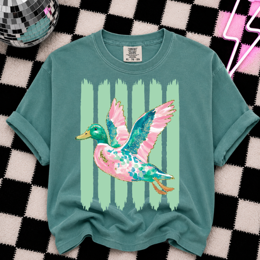 Pastel Flying Duck Comfort Colors Tee - Oversized Graphic Shirt