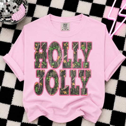 CHRISTMAS HOLLY JOLLY CAMO DTF TRANSFERS 12"- ADULT