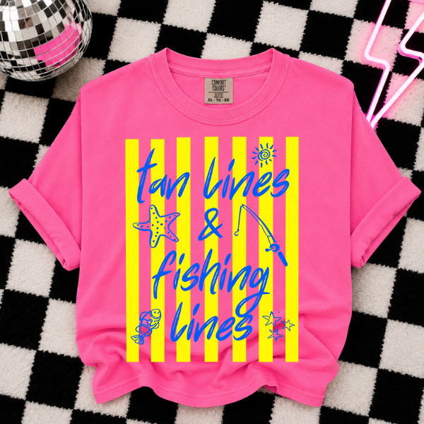 TAN LINES & FISHING LINES DTF TRANSFERS 11"- ADULT