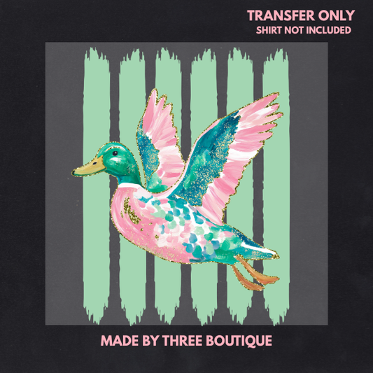 MALLARD DUCK SPARKLE STRIPES DTF TRANSFER 12"-ADULT