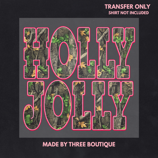 CHRISTMAS HOLLY JOLLY CAMO DTF TRANSFERS 12"- ADULT