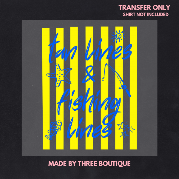 TAN LINES & FISHING LINES DTF TRANSFERS 11"- ADULT